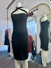 Load image into Gallery viewer, Vivianna Black Stretchy Cross neck Bodycon Dress