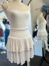Load image into Gallery viewer, Danna White Ruffle Ribbed Flowy Skirt