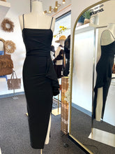 Load image into Gallery viewer, Nubia Satin Nude or Black Spaghetti Strap Open Leg Maxi Dress