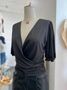 Nathalia Black V-Neck Blouse
