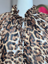 Load image into Gallery viewer, Melissa Leopard Print Neck Tie Metallic Threading Blouse