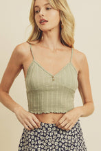 Load image into Gallery viewer, Grey or Sage Lettuce-Edge Cami Knit Top