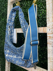 Gianna Blue and Light Blue Denim Sequence Shoulder Bag