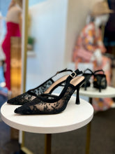 Load image into Gallery viewer, Aleysha Black Lace Sling Back Buckle Heel