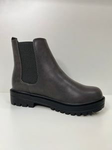 Madison Dark Grey PU Leather Short Boots
