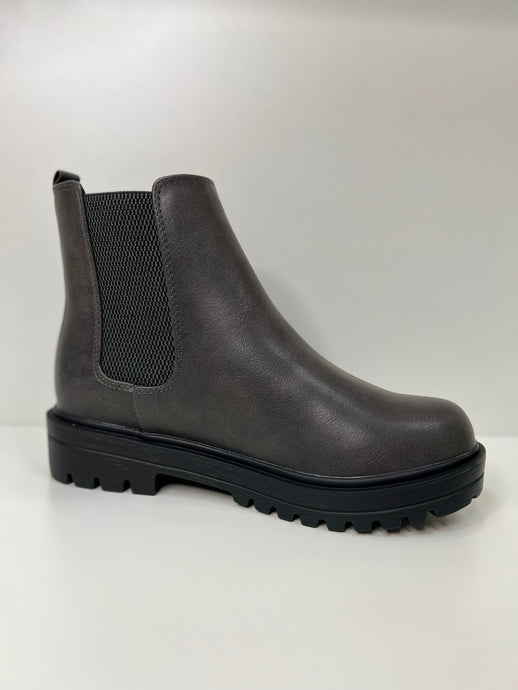 Madison Dark Grey PU Leather Short Boots