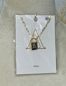 Farah Gold Tone Initial Lock Necklace