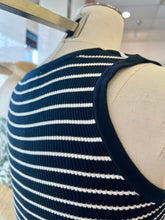 Load image into Gallery viewer, Sandra Striped Black or Khaki Ribbed gold button Tank Top