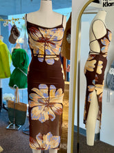 Load image into Gallery viewer, Tiffany Brown Open and Crossed Back Midi Floral Dress