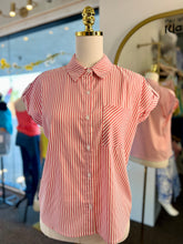 Load image into Gallery viewer, Penelope Red and White Stripped Button Up Shirt