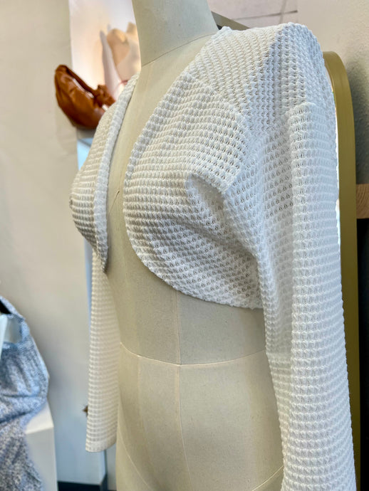 Sasha White Fishnet Front Tie Cardigan
