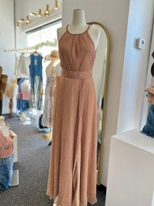 Alayna Rose Gold or Black Halter Neckline Maxi Dress