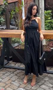 Regina Khaki or Black Halter Maxi Dress