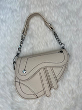 Load image into Gallery viewer, CD Inspired Black, Ivory or Beige Saddle Style Bag with White Stitching