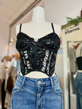 Load image into Gallery viewer, Belinda Black Sequence Spaghetti Strap Corset