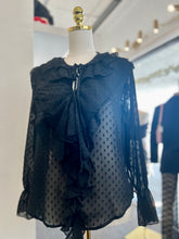 Load image into Gallery viewer, Kendra Black Long Sleeve Ruffle Top