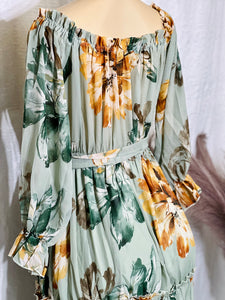 Veronica Sage Off The Shoulder Floral Chiffon Maxi Dress