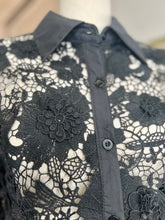 Load image into Gallery viewer, Jayleen Black Transparent Floral Collared Top