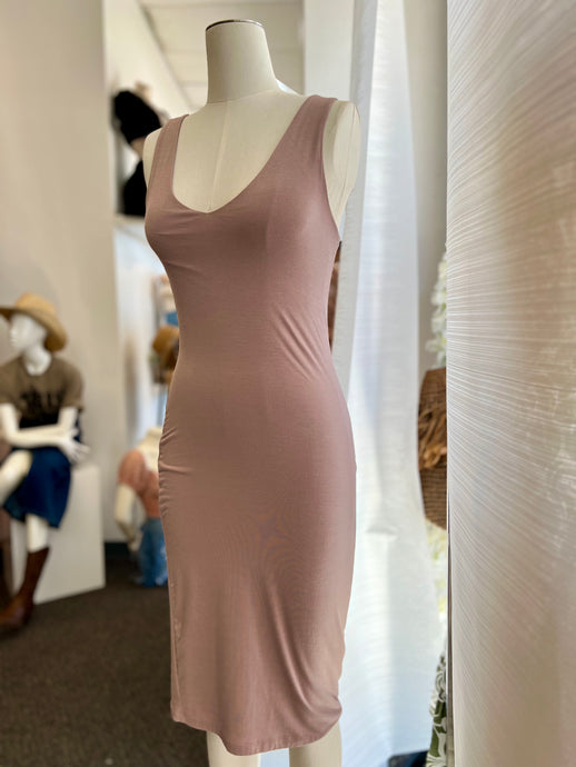 Marla Stucco, Laurel Oak or New Sage Double Lined V Neck Slip on Dress