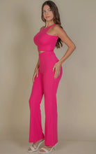 Load image into Gallery viewer, Karime Black or Pink Ribbed Crop Top/ Bootcut Pant Set