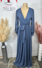 Load image into Gallery viewer, Katelyn Navy Blue or Light Gray Long Dress with Long Sleeve