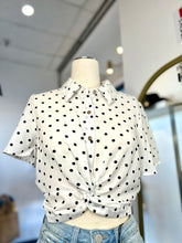Load image into Gallery viewer, Pauly Sage, Navy, Mocha or White Polka Dots Front Twist Top