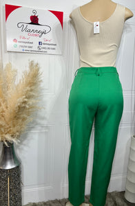 Allyson Green or White Front Self Cover Button Trousers