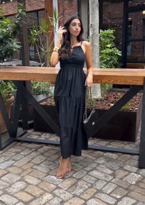 Regina Khaki or Black Halter Maxi Dress