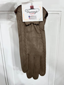 Layla Beige Suede Gloves