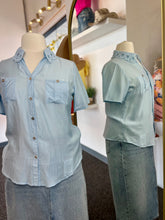 Load image into Gallery viewer, Paulette Sky Blue Top Crochet Detail