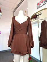 Load image into Gallery viewer, Sydney Chocolate Lace Mesh Long Sleeve Romper