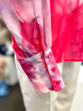 Load image into Gallery viewer, Kayla Lime Green or Hot Pink Floral Long Sleeve Button Down Blouse