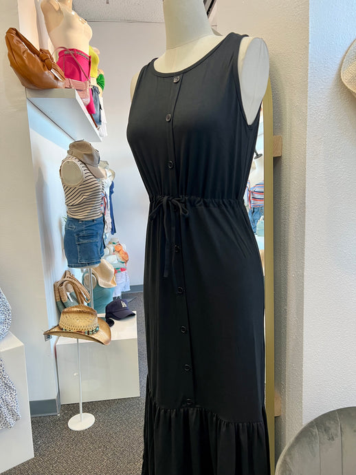 Abbie Black Maxi Button Up Dress