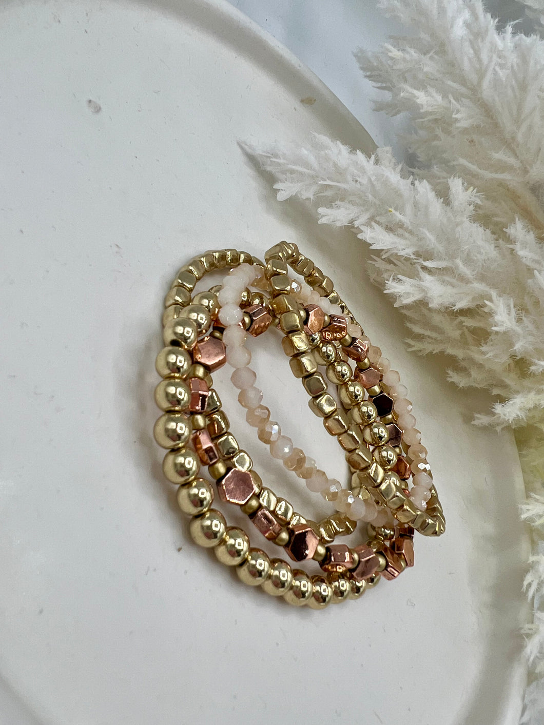 Veronica Gold Multi Strand Beaded Bracelet