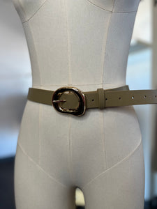 Zoe Olive/Gold Leather Belt