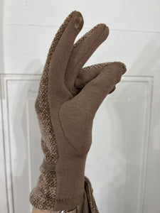 Alisa Beige and Gray Suede Gloves