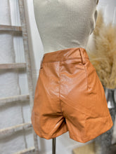 Load image into Gallery viewer, Gianna Black or Caramel Gold Buckle Pu Leather Shorts