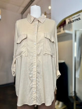 Load image into Gallery viewer, Clarisa Natural or Olive Long Sleeve Linen Button Down Top