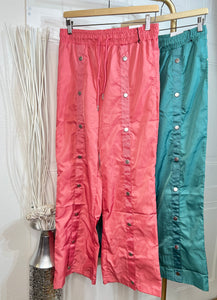 Miranda Coral or Seafoam High Rise Wide Leg Fit Cargo Pants