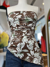 Load image into Gallery viewer, Trish Brown Tropical Strapless Top