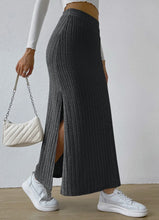 Load image into Gallery viewer, Aurie Solid High Waist Side Split Knit Long Skirt