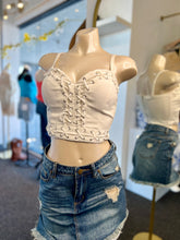 Load image into Gallery viewer, Lizette White Stretchy Lace Up Zipper Back Closure Corsette