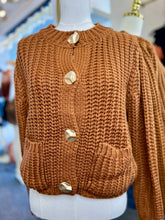 Load image into Gallery viewer, Kitzia Knit Rust Sweater Gold Buttoned