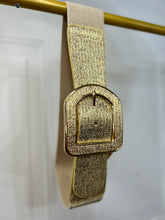 Load image into Gallery viewer, Arleth Silver and Khaki Elastic Leather Belt