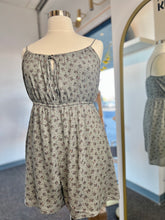 Load image into Gallery viewer, Sabrina Sage print rayon gauze, spaghetti strap romper