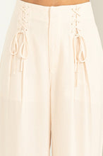 Load image into Gallery viewer, Ivanka Ivory High Rise Lace-Up Detail Wide Leg Pants