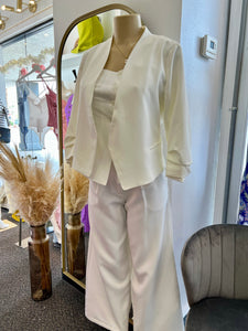 Pamela White Front Self Tie Wide Leg Pants