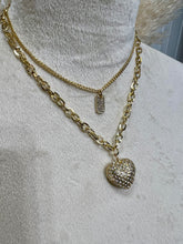Load image into Gallery viewer, Betty Double Gold Chain Necklace with a 2-sided heart