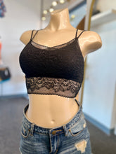 Load image into Gallery viewer, Leslie Black, White, Peach, and Dusty Lavendar Floral Laced Scalloped Bralette