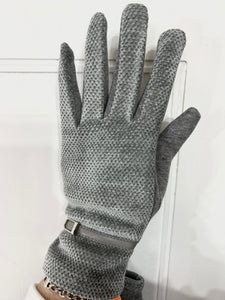 Alisa Beige and Gray Suede Gloves